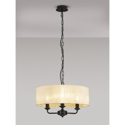 Banyan 3 Light Multi Arm Pendant With 45cm x 15cm Organza Shade Matt Black/Cream - thumbnail 2