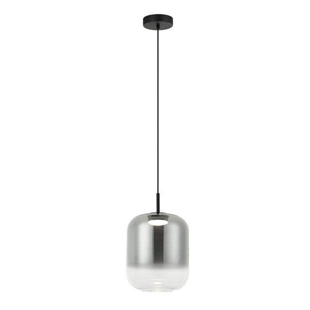 Orvella Dome Pendant Ceiling Light Black Matt-Smoked Glass LED 3000K - image 1