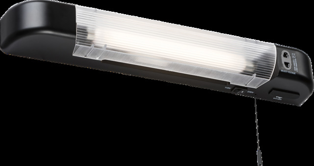 LED Shaver Light with Dual USB Charger - Matt Black 230V IP20 6W - image 1
