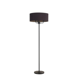 Banyan 3 Light Switched Floor Lamp With 50cm x 20cm Dual Faux Silk Fabric Shade Matt Black/Midnight Black - thumbnail 5
