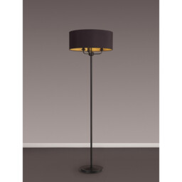 Banyan 3 Light Switched Floor Lamp With 50cm x 20cm Dual Faux Silk Fabric Shade Matt Black/Midnight Black - thumbnail 2