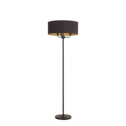 Banyan 3 Light Switched Floor Lamp With 50cm x 20cm Dual Faux Silk Fabric Shade Matt Black/Midnight Black - thumbnail 1