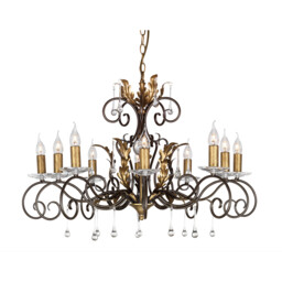 Amarilli 10 Light Chandelier Bronze, Gold Floral Leaves Design , E14 - thumbnail 1