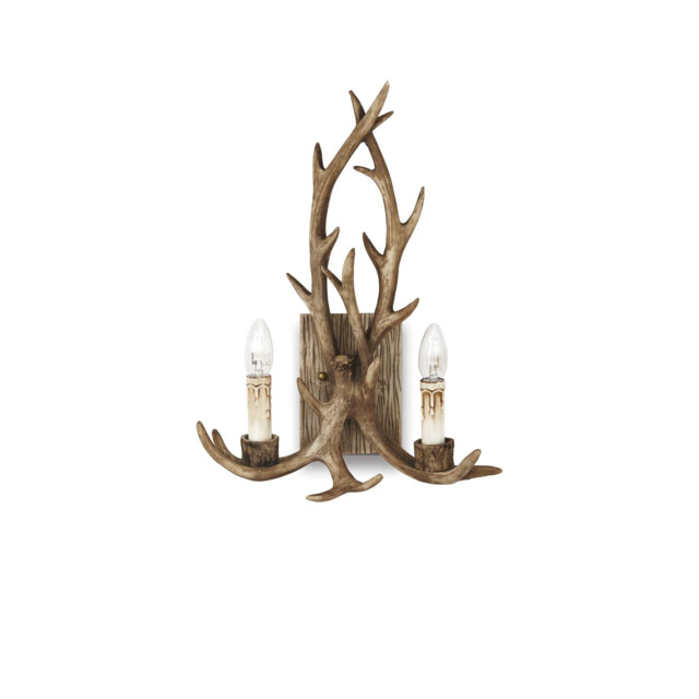 Chalet  2 Light Indoor Wall Light Brown, E14