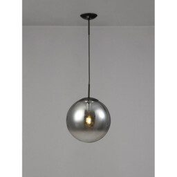 Miranda 30cm Ball Pendant 1 Light E27 Black Suspension With Matt Black/Smoke Fade Glass Globe - thumbnail 2