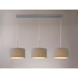 Baymont Polished Chrome 3 Light E27 Linear Pendant With 30cm x 17cm Faux Silk Shade, Grey/White Laminate - thumbnail 2