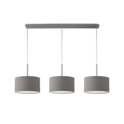 Baymont Polished Chrome 3 Light E27 Linear Pendant With 30cm x 17cm Faux Silk Shade, Grey/White Laminate - thumbnail 5
