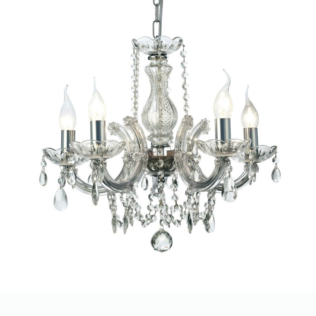 Gabrielle Chandelier Glass Sconce & Glass Droplets 5 Light E14 Polished Chrome Finish - image 1