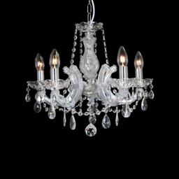 Gabrielle Chandelier Glass Sconce & Glass Droplets 5 Light E14 Polished Chrome Finish - thumbnail 2