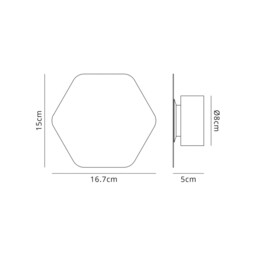 Altona Magnetic Base Wall Lamp, 12W LED 3000K 498lm, 15cm Horizontal Hexagonal, Coffee - thumbnail 2