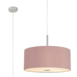 Baymont Polished Chrome 5 Light E27 Single Pendant With 60cm x 22cm x 22cm Dual Faux Silk Shade, Taupe/Halo Gold