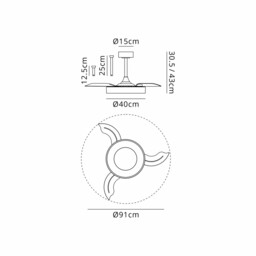 Niseko Fan S 40cm 45W LED Dimmable Ceiling Light With 25W DC Fan, 2700-5000K Remote Control, 5000lm, Gold/Black - thumbnail 3