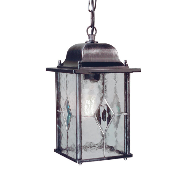 Wexford 1 Light Outdoor Ceiling Chain Lantern Black Silver IP43, E27 - image 1