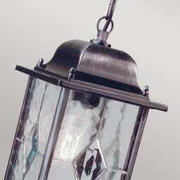 Wexford 1 Light Outdoor Ceiling Chain Lantern Black Silver IP43, E27 - thumbnail 3