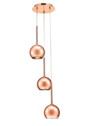 Regina Ceiling Cluster Pendant 3 Light Cluster G9 Bronze, Bronze Glass