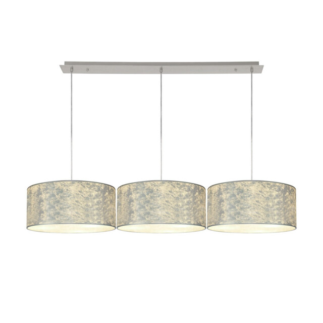 Baymont Polished Chrome 3 Light E27 Linear Pendant With 40cm x 18cm Silver Leaf Shade 2m - image 1
