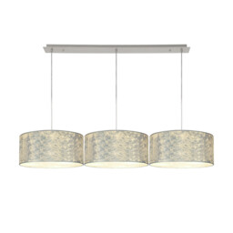 Baymont Polished Chrome 3 Light E27 Linear Pendant With 40cm x 18cm Silver Leaf Shade 2m - thumbnail 1