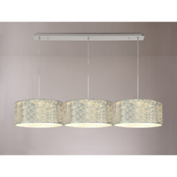 Baymont Polished Chrome 3 Light E27 Linear Pendant With 40cm x 18cm Silver Leaf Shade 2m - thumbnail 2