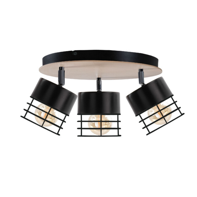 Casa Ceiling Spotlight Clusters Black, Wood, 32cm, 3x E27