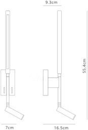 Torch Wall + Reading Light, 6W + 3W LED, 3000K, 592lm Total, Individually Switched, Sand Black - thumbnail 2