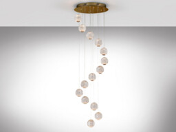 Austral Modern Cluster Drop 5 Light LED Pendant Light, Spherical Carved Crystal Globes, 1264lm, 3200K - thumbnail 3