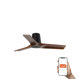 Heywood Tub 90cm Smart Ceiling Fan Black, Walnut Blades - thumbnail 1
