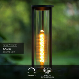 Cadix Modern Bollard Light Outdoor - 16cm - 1xE27 - IP65 - Black - Special Offer - thumbnail 2