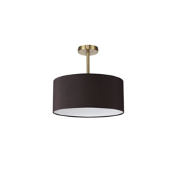 Baymont Antique Brass E27 Semi Flush With 40cm x 18cm Faux Silk Shade, Black/White Laminate - thumbnail 5