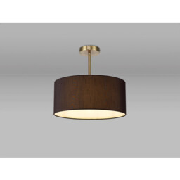 Baymont Antique Brass E27 Semi Flush With 40cm x 18cm Faux Silk Shade, Black/White Laminate - thumbnail 2