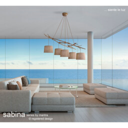 Sabina Ceiling 3 x E27 (Max 20W), Brown Linen Shade/White Acrylic - thumbnail 3