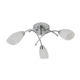 Opera 3 Light Flush Multi Arm Ceiling Light Chrome and Opal Glass, G9 - thumbnail 2