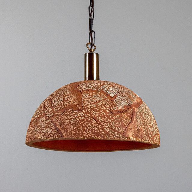 Kauri Dome Pendant 37cm Red Iron, Antique Brass - image 1