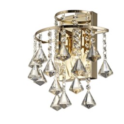 Inina Wall Lamp Switched 2 Light E14 French Gold, Crystal - thumbnail 1