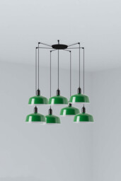 Tatawin Medium Cluster Pendant Ceiling Light Satin Black, Gloss Green 7x E27