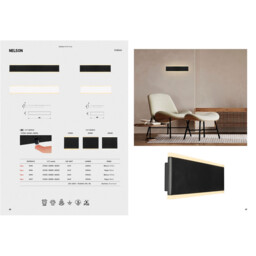 Nelson Wall Light, 24W LED, CCT Switchable 2700/3200/4000K, 1800lm, Black, 3yrs Warranty - thumbnail 3