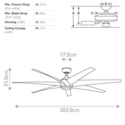 Lehr 203cm 7 Blade Ceiling Fan with Integrated LED Light Antique Satin Silver, Remote Control - thumbnail 2