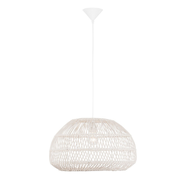Melody 50cm Dome Pendant Ceiling Light Natural Rattan Black Fabric Wire, Base LED E27 - image 1