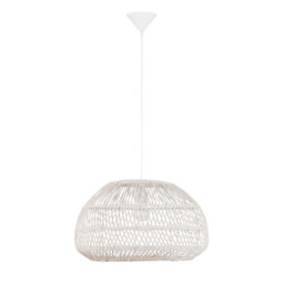 Melody 50cm Dome Pendant Ceiling Light Natural Rattan Black Fabric Wire, Base LED E27 - thumbnail 3
