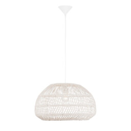Melody 50cm Dome Pendant Ceiling Light Natural Rattan Black Fabric Wire, Base LED E27 - thumbnail 1