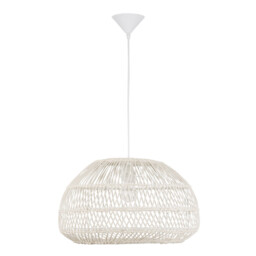 Melody 50cm Dome Pendant Ceiling Light Natural Rattan Black Fabric Wire, Base LED E27 - thumbnail 2