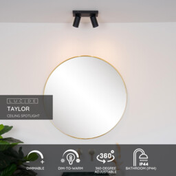 Taylor Modern Twin Ceiling Spotlight Bathroom - LED Dim to warm - GU10 - 2x5W 2200K/3000K - IP44 - Black - thumbnail 2