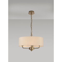 Banyan 3 Light Multi Arm Pendant With 45cm x 15cm Dual Faux Silk Fabric Shade Champagne Gold/Nude Beige - thumbnail 2