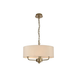 Banyan 3 Light Multi Arm Pendant With 45cm x 15cm Dual Faux Silk Fabric Shade Champagne Gold/Nude Beige - thumbnail 1