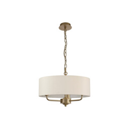 Banyan 3 Light Multi Arm Pendant With 45cm x 15cm Dual Faux Silk Fabric Shade Champagne Gold/Nude Beige - thumbnail 5