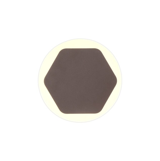 Altona Base Wall Lamp, 12W LED 3000K 498lm, 15cm Horizontal Hexagonal 19cm Round Centre, Coffee, Acrylic Frosted Diffuser - image 1