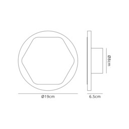Altona Base Wall Lamp, 12W LED 3000K 498lm, 15cm Horizontal Hexagonal 19cm Round Centre, Coffee, Acrylic Frosted Diffuser - thumbnail 2