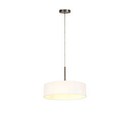 Baymont Satin Nickel 5 Light E27 Single Pendant, With 45cm x 15cm Faux Silk Shade, White - thumbnail 5