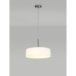 Baymont Satin Nickel 5 Light E27 Single Pendant, With 45cm x 15cm Faux Silk Shade, White - thumbnail 2