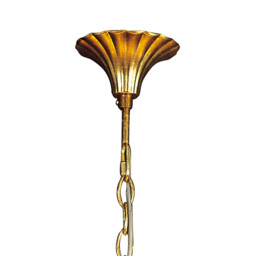 Paola Pendant 3 Arm 6 Light E14, Gold Painted With Black Shades & Amber Glass Droplets - thumbnail 3