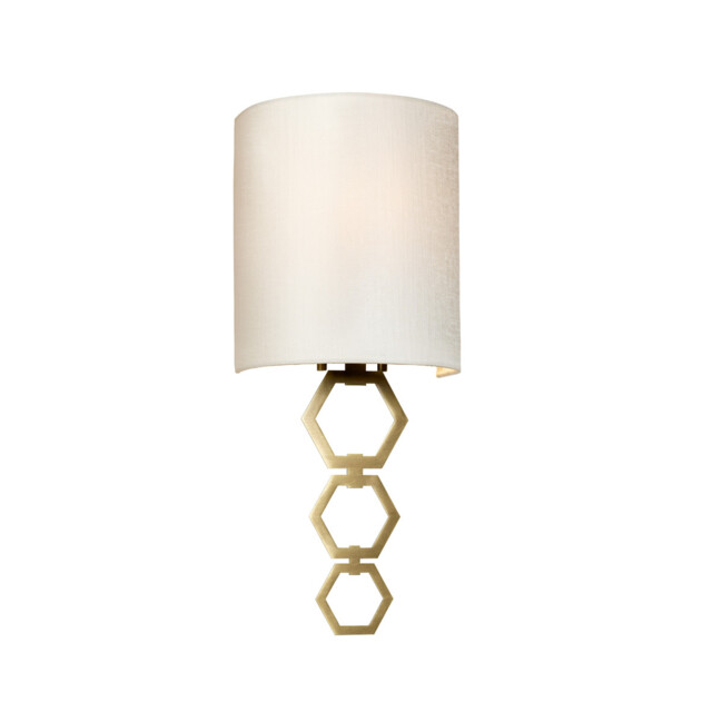 Clark Small 1 Light Wall Light, Aged Brass, Ivory Faux Silk Shade - image 1